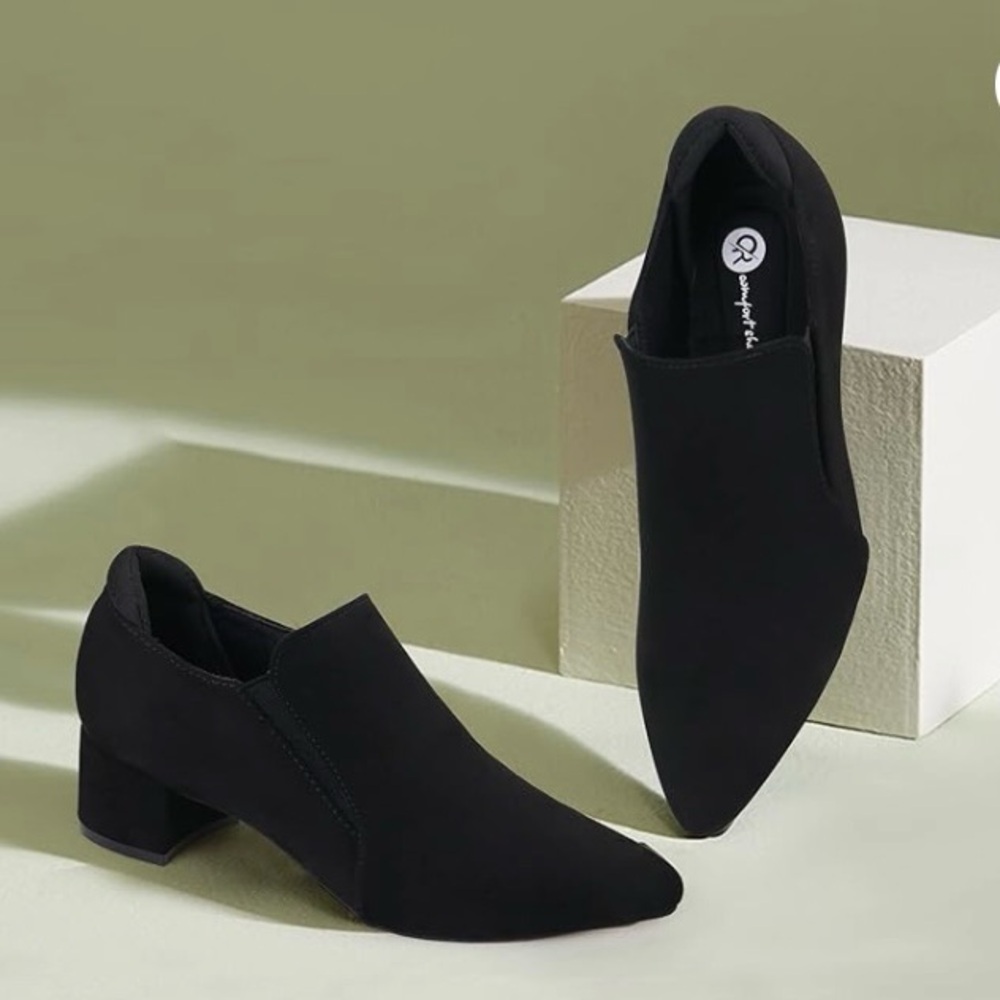 Ortho+rest Women’s 8 Black Office Slip On Pointed Toe Heels with Elastic Panels